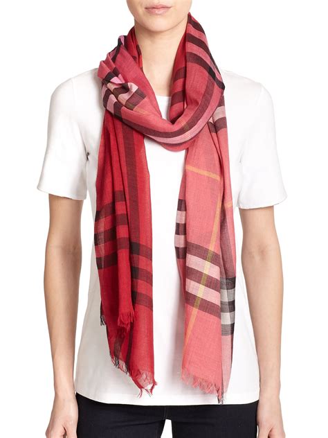 burberry schal crimson pink check|burberry silk scarf.